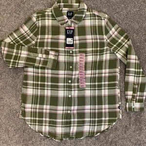 NWT $59 Gap Womens Boyfriend Flannel Piper Button Up Shirt Top Size S Small